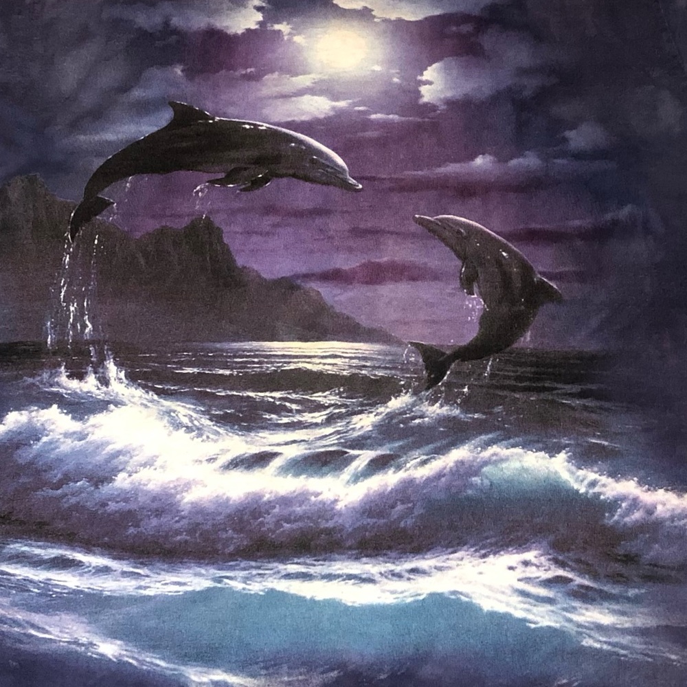 The Mountain Purple Dolphin Moonlight Short Sleeve Tee